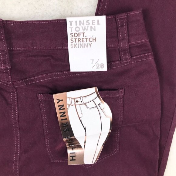 TINSELTOWN Junior's Colored High Rise Raw Hem Ankle Length Skinny Jeans NWT 7 - Picture 6 of 8